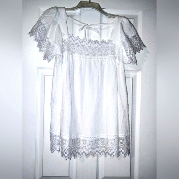 Lace Summer Flowy Top Blouse Sz Large 100% Cotton NWOT - Picture 3 of 7